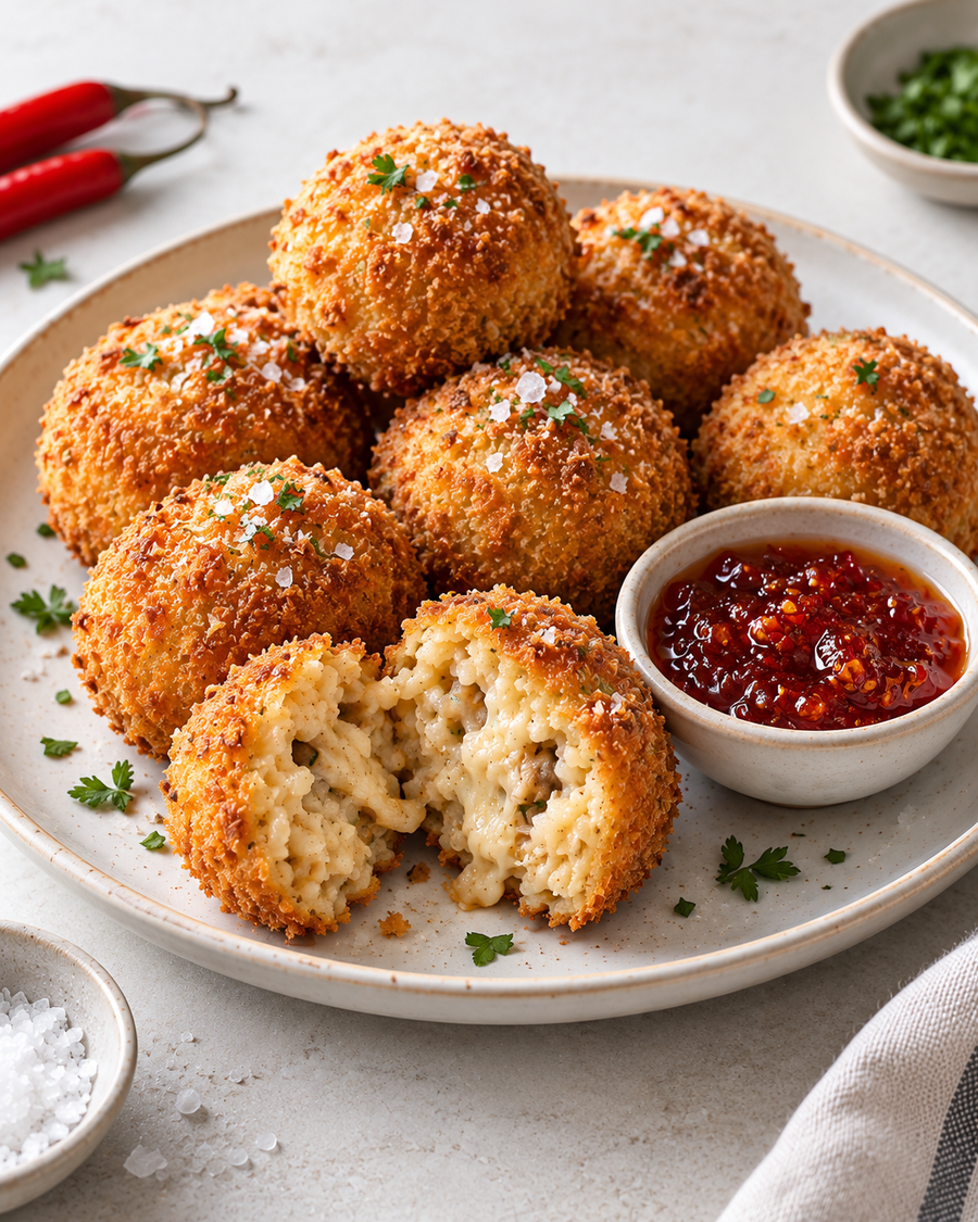 Arancini & Risotto Balls with Hot Chilli Jam