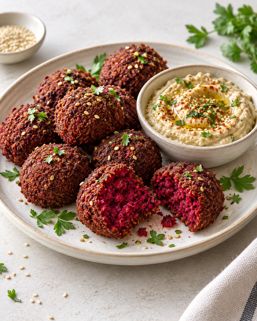 Beetroot Falafel with Baba Ghanoush