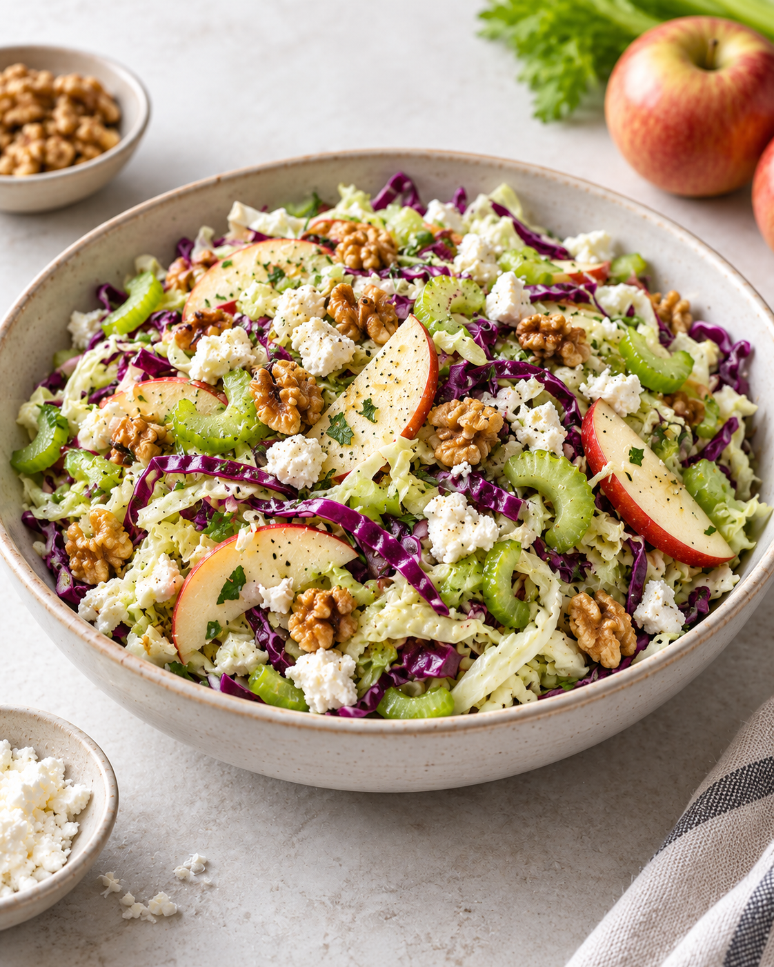 Cabbage, Apple, Celery, Walnut & Feta Salad